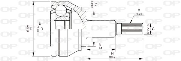 OPEN PARTS Шарнирный комплект, приводной вал CVJ5704.10